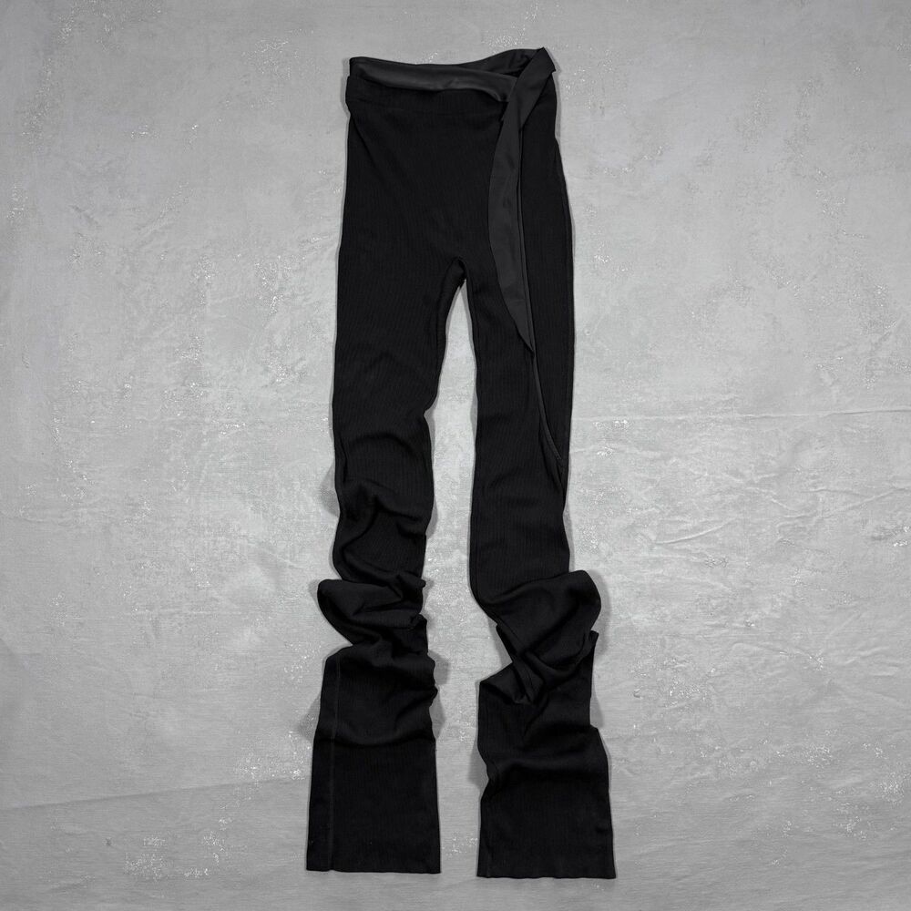 Ottolinger Black Cotton Blend Rib Knit Extra Long Leggings Women's Small